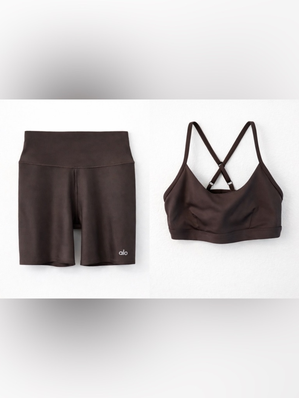Alo Airlift Energy Short and Intrigue Bra SET– Espresso Brown